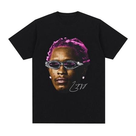 Rapper Young Thug Grafisk T-shirt Herr Kvinnor Mode Hip Hop Vintage T-shirt Q05925 Black XS