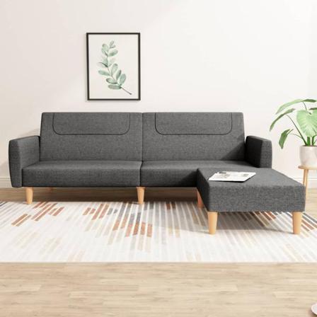 Vidaxl Bäddsoffa 2-sits Med Fotpall Mörkgrå Tyg Grå