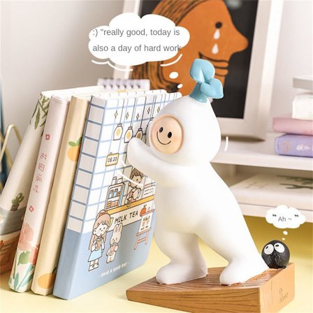 Kreativa studentbokstöd, bokhyllor, skrivbord förtjockat