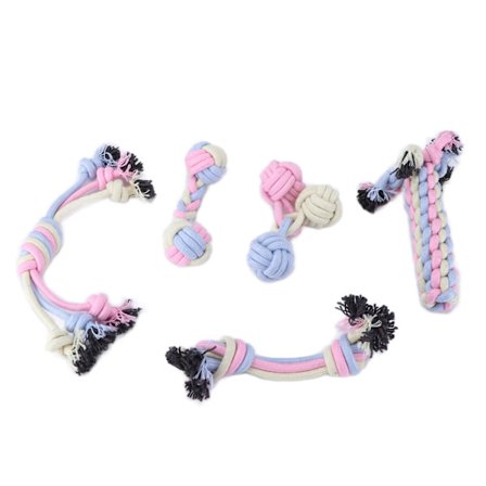 Godis Färgad Bomullsrep Hundleksak Molar Bitmotstånd Interaktiv Tuggleksak