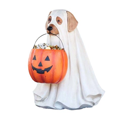 Halloween mischiefs valp prydnad fashionabla hantverk med godis hink för hus