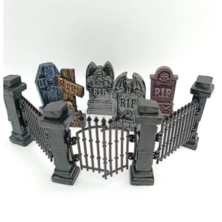 Sæt med Halloween-pynt til gravsten, harpikshåndværksornament