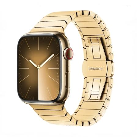 Metallband för Apple Watch 9 8 7 45mm 41mm Ersättningsarmband i rostfritt stål För iwatch 6 5 4 3 2 SE 44mm 40mm Ultra/2 49mm Golden