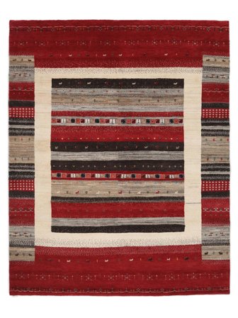 197X246 Tapis Gabbeh Loribaft Moderne Rouge Foncé/Marron (Laine, Inde) Carpetvista