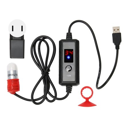 Mini Akvarievarmer Justerbar 15W Betta Varmer Lille Akvarievarmer med Digital LED-Skærm 100‐240V US-stik