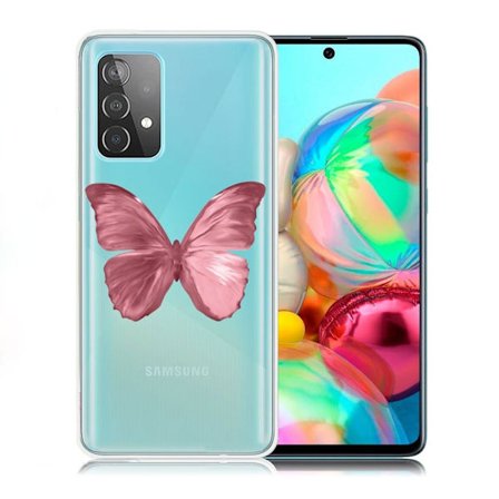 Deco Samsung Galaxy A72 5G etui - pink sommerfugl