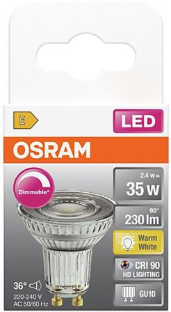 OSRAM Led Spot Gu10 Par16 35 230lm Dimbar Varmhvit