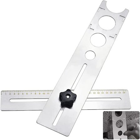 Keramiske fliser Hull Locator Rustfritt stål Retning Jig Nøyaktig borehull Gulvboring Guide Finder Måler