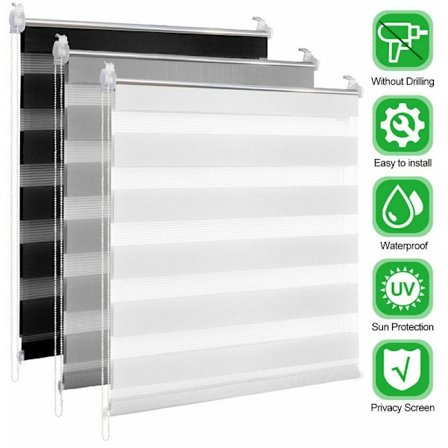 Duo-rullaverho, kaksoisrullaverho, ikkunaverho, harmaa sivuveto, valoa läpäisemätön rullaverho, kiinnitys ilman porausta, 70x120cm