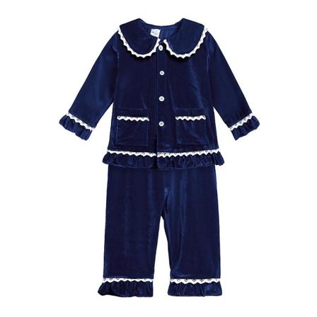 Nye røde julepyjamas til drenge og piger - varmt familiesæt i gyldent fløjl til børn - matchende pyjamas - 140 cm - blå