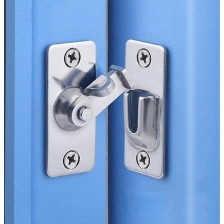 90 graders retvinklet dørlås i rustfrit stål, bruges til træhegn, døre og vinduer, skydedøre (sølv 2)