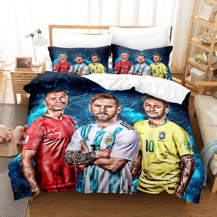 3D Fodboldstjerne Dynebetrækssæt med Ronaldo & Messi Tryk _jar