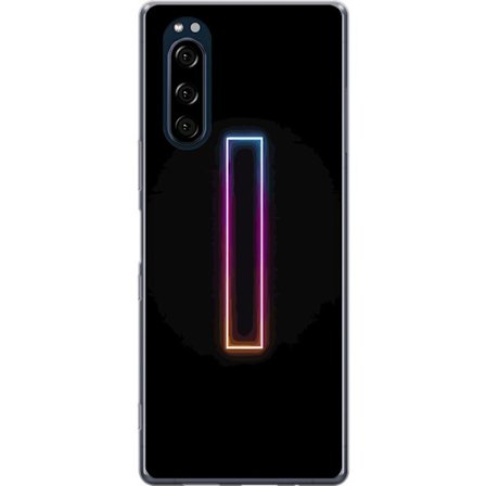 Kompatibel Mobilcover til Sony Sony Xperia 5 Minimalistisk neonbogstav I i regnbuefarver mod mørk baggrund