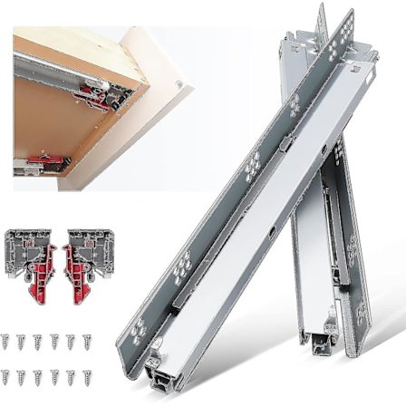 10 Par 18 Tommer Undermount Skuffeskinner, Selv Blød Lukning Fuld Udtræk Skuffeskinner Skjulte Skuffeskinner Justerbare Låseanordninger Montering Br