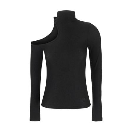 Pinko, Marta Ribbed Knit Shirt Zwart, Dames, Maat:L