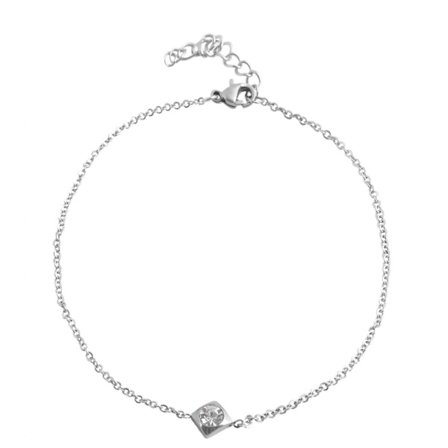 Silver Fotsmycke Fotlänk Vristlänk Fotkedja i Stål med Vit Sten