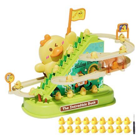 Söta ankor rutschbana leksaker med 6/12/18 Ducks Lights Musik Tidiga pedagogiska leksaker för pojkar Flicka Barn
