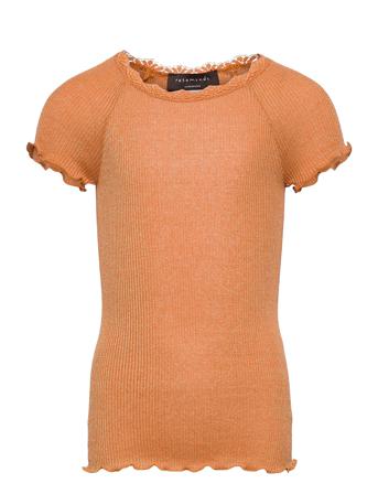 Silk T-Shirt Regular Ss W/ Lurex Orange Rosemunde Kids