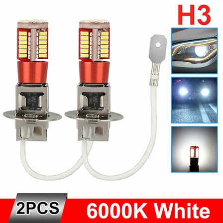 2 kpl H3 LED-sumuvalaisimien polttimoiden muuntokitti erittäin kirkas Canbus 6000K valkoinen 100W