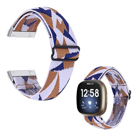 Fitbit Sense / Versa 3 nylon patterned watch band - Fragments of Brown and Blue