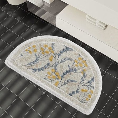 Halvrund badrumsmatta Blommigt mönster halkfri 16x24"