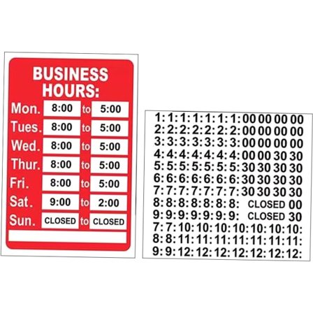 Åbningstider skilte - iøjnefaldende skilte til butikker, restauranter og barer - komplet med matchende bogstaver og tal ...