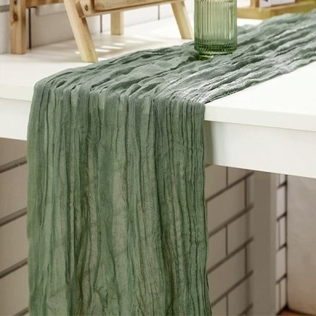 Grön Bordsduk Bohemisk Glesväv Ostduk 90X300 cm