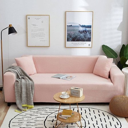 Stretch Sofföverdrag, Halkfritt Dammtätt Slitstarkt Soffskydd Mjukt Jacquard Möbelskydd (Rosa 2-sits 145)