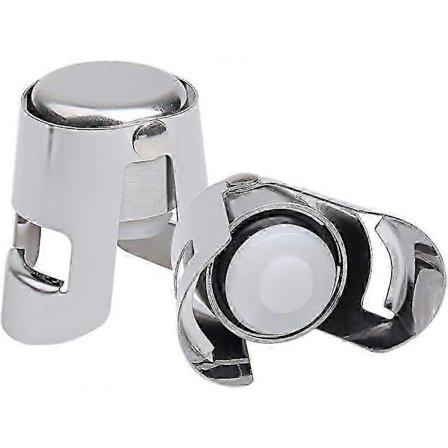 2 stk. Champagneforsegler, Vakuumforseglet Vinflaske Mousserende Flaske Forsegler i Rustfrit Stål, Sølv