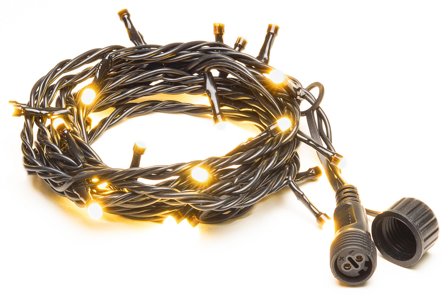Konstsmide 4850-837 Ljusslinga svart mjuk kabel, 50 frostade LED Amber, Belysning