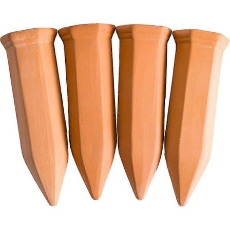 Vattningskon av lera, set med 4 vattningstillbehör, 1,5 L flaskor, terrakotta