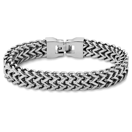 Silver-Tone Stainless Steel Foxtail Chain Bracelet for Men - Steel bracelets