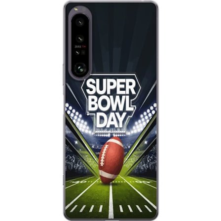 Yhteensopiva Puhelinkuori Sony Xperia 1 IV Super Bowl Day juliste, jossa amerikkalainen jalkapallo valaistuksella varustetulla areenalla dramaattisess