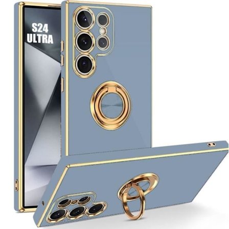 Coque - BOOLING - til Samsung Galaxy S24 Ultra - Blødt Silikone - Stødabsorberende - Drejelig Støtte Ring