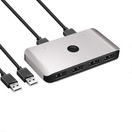 Rocketek Switch 2 PC Deling 4 USB-enheder Vælger KVM Switch Adapter