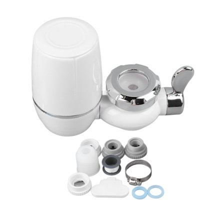 Vannfilter for kran fjerner urenheter, vannrenser med 1 keramisk filterelement for kjøkken og bad