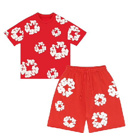 Denim Tears Sommersett for Menn Kortarmet Rød Red