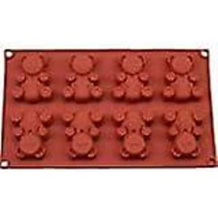 8 Hulrom Teddy Bear Silikonform, Sjokoladekake Pudding Gelé Sæpe Muffin DIY Bakeware Verktøy, 29 * 17 * 1.1 Cm