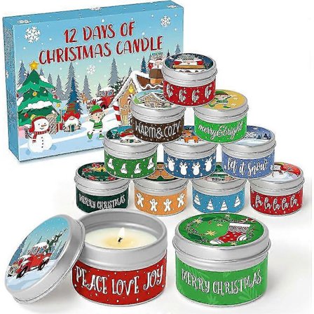 Tuitessine 12 dagers julekalender 2023 Duftlys Gave 2023 for kvinner Voksne Soyavoks Krukke Lys Nedtellingsgaver Julehjem Dekor