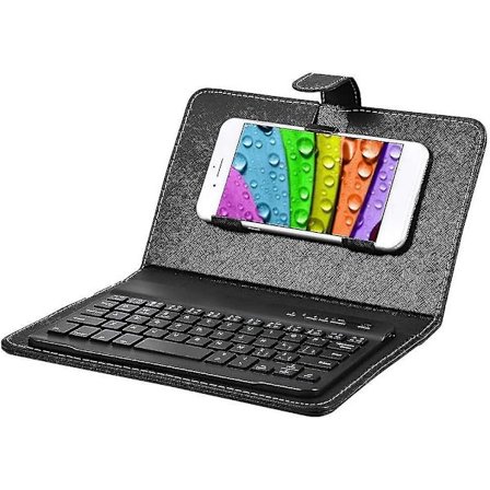 Trådlöst Bluetooth-tangentbord för telefon, Mini bärbart Bluetooth-tangentbord med ett skyddande fodral Vikbart tangentbord för bredd 6 9,5 cm 