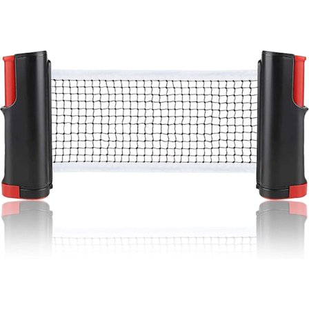 Hopfällbart bordtennisnät - Bärbart pingis-nät för alla bord med racket och bollset