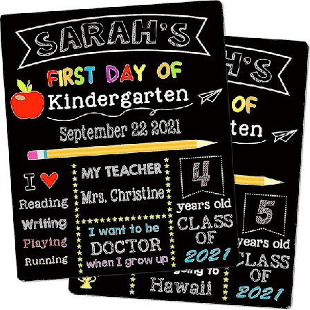 Første Skoledag Tavle, 25 X 30cm Dobbeltsidet Tilbage Til Skolen Skilt, Genanvendelig 1. Dag I Børnehave/ Kindergarten