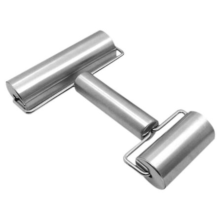 Rustfrit stål kagerulle til dej og pizza, dobbelt dejrulle, køkkenredskaber, ideel til bagning af dej, pizza, tærte, kager, pasta og småkager