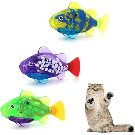 3 stk Robo Fish For Cats, Robot Fish Cat Toy, Interactive Robot Swimming Fish Leker For Cat With Led Light