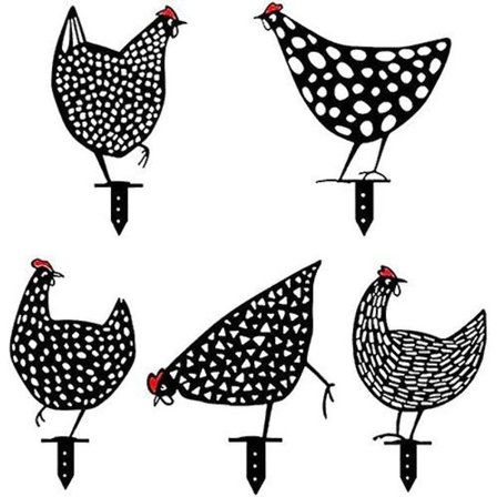 5 stk. Metal Hønsehavekunst Hul Rooster Dyrefigur Dekoration Til Udendørs Til Græsarealer Haver Bag
