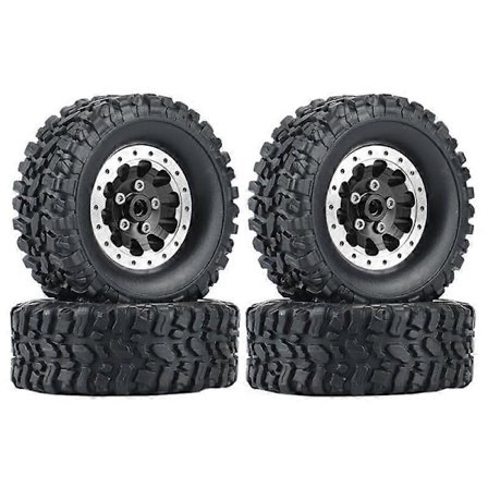 4 stk. Metal Beadlock Hjulnav Hjul Fælg og Gummidæk til C14 C24 B14 B24 B36 MN D90 MN99S RC Bil