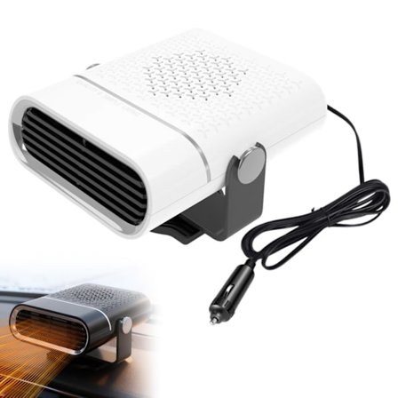 24V 150W Bærbar Varmevifte Defroster, 360° Justerbar Avdugger for Frontrute, Sigarettennerplugg, Hvit
