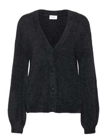 Vilajuli Ls Over Rev Knit Cardi-Noos Strikkegenser Cardigan Svart Vila*Betinget Tilbud
