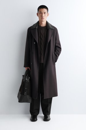 COS Men's Maglione Girocollo A Trecce In Lana in Marrone