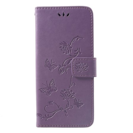 Imprint Butterfly Flowers Leather Stand Wallet Folio Shell Huawei Mate 20 Pro - Light Purple